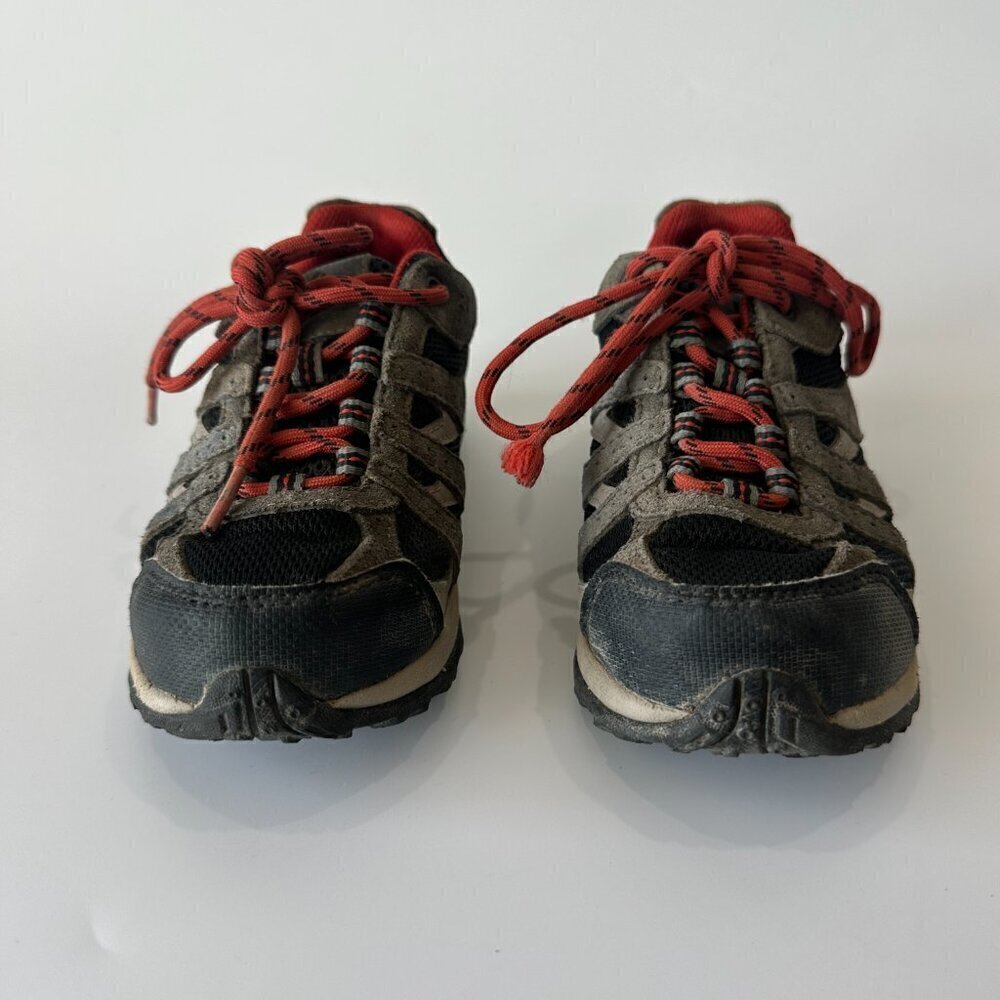 Columbia Redmond Gray, Black, & Red Lace Up Kids Hiking Shoes Boots - Picture 3 of 4